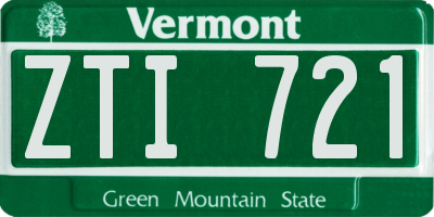 VT license plate ZTI721