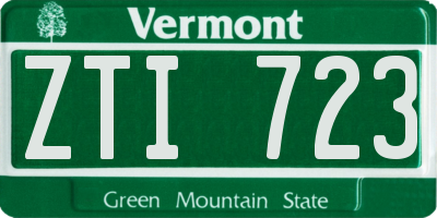 VT license plate ZTI723