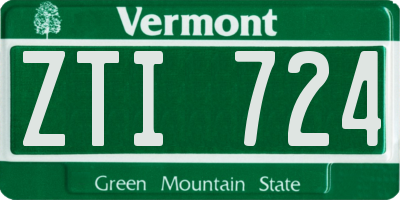 VT license plate ZTI724