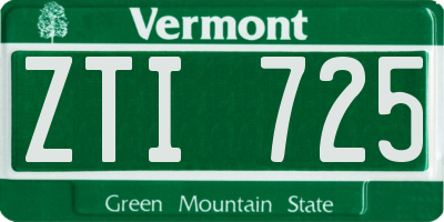 VT license plate ZTI725