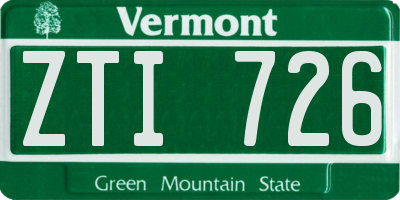 VT license plate ZTI726
