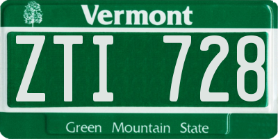 VT license plate ZTI728