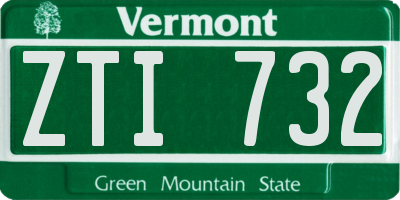VT license plate ZTI732