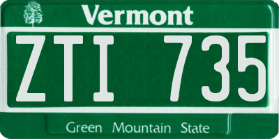 VT license plate ZTI735