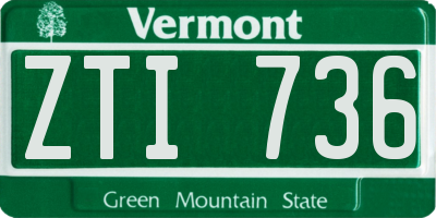 VT license plate ZTI736