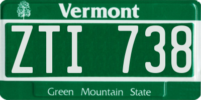 VT license plate ZTI738
