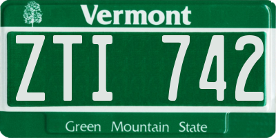 VT license plate ZTI742