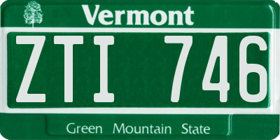 VT license plate ZTI746