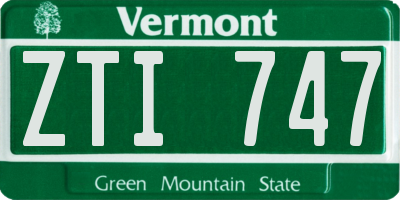 VT license plate ZTI747