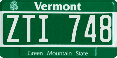 VT license plate ZTI748