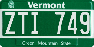 VT license plate ZTI749