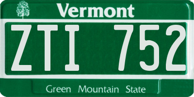 VT license plate ZTI752