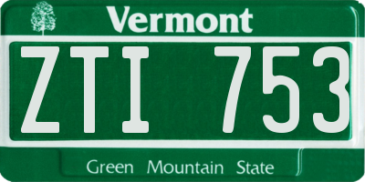 VT license plate ZTI753