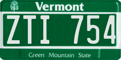 VT license plate ZTI754
