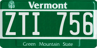 VT license plate ZTI756