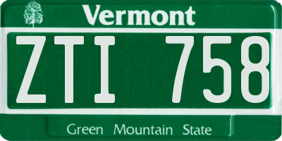 VT license plate ZTI758