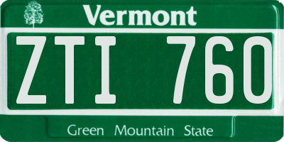 VT license plate ZTI760