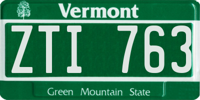 VT license plate ZTI763