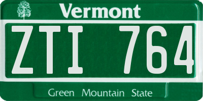 VT license plate ZTI764