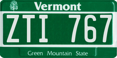 VT license plate ZTI767