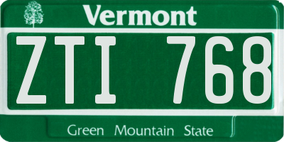 VT license plate ZTI768