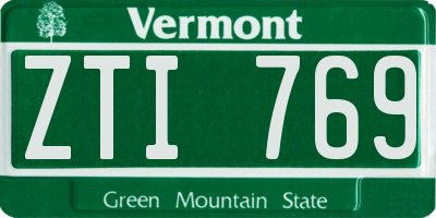VT license plate ZTI769