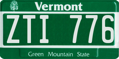 VT license plate ZTI776