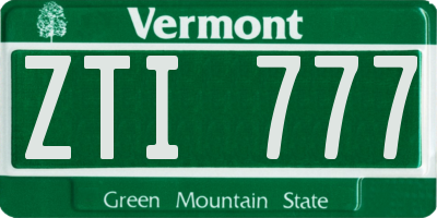 VT license plate ZTI777