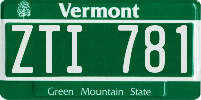 VT license plate ZTI781