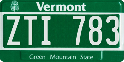 VT license plate ZTI783