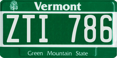 VT license plate ZTI786