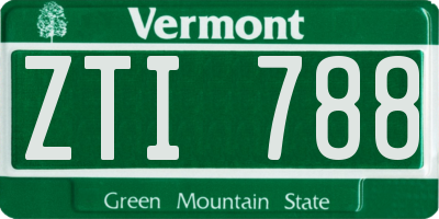 VT license plate ZTI788
