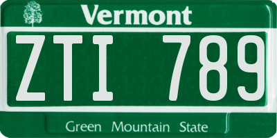 VT license plate ZTI789