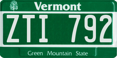 VT license plate ZTI792