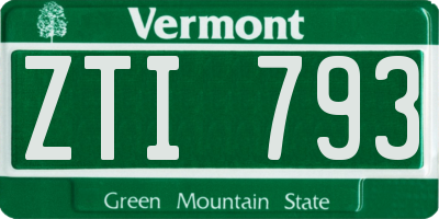 VT license plate ZTI793