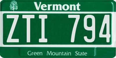 VT license plate ZTI794
