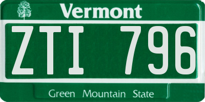VT license plate ZTI796
