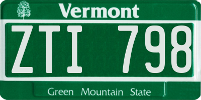 VT license plate ZTI798