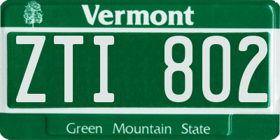 VT license plate ZTI802
