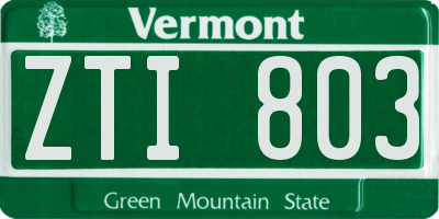 VT license plate ZTI803