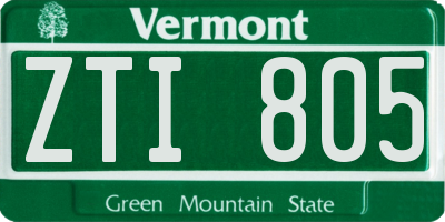 VT license plate ZTI805