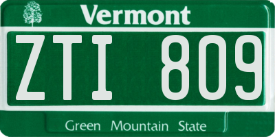 VT license plate ZTI809