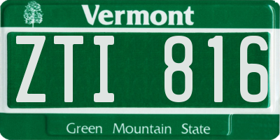 VT license plate ZTI816