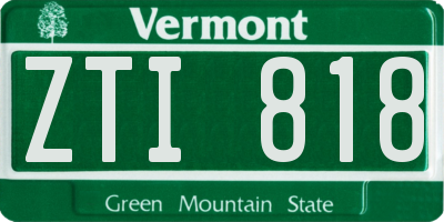 VT license plate ZTI818