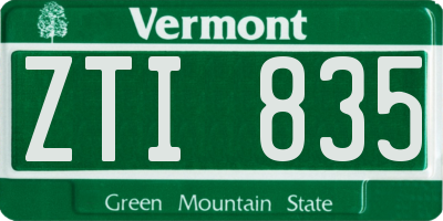 VT license plate ZTI835