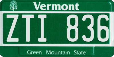 VT license plate ZTI836