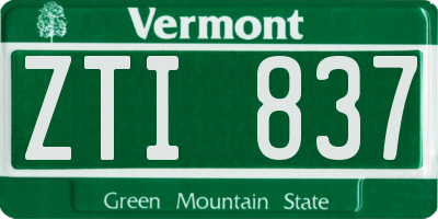 VT license plate ZTI837