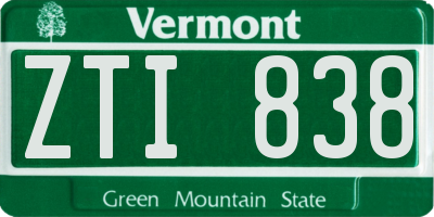 VT license plate ZTI838