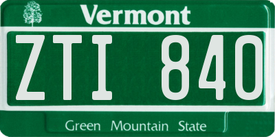 VT license plate ZTI840