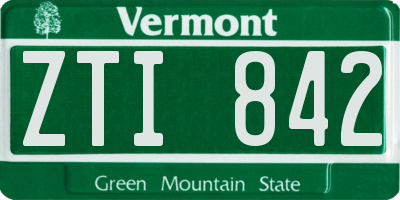 VT license plate ZTI842